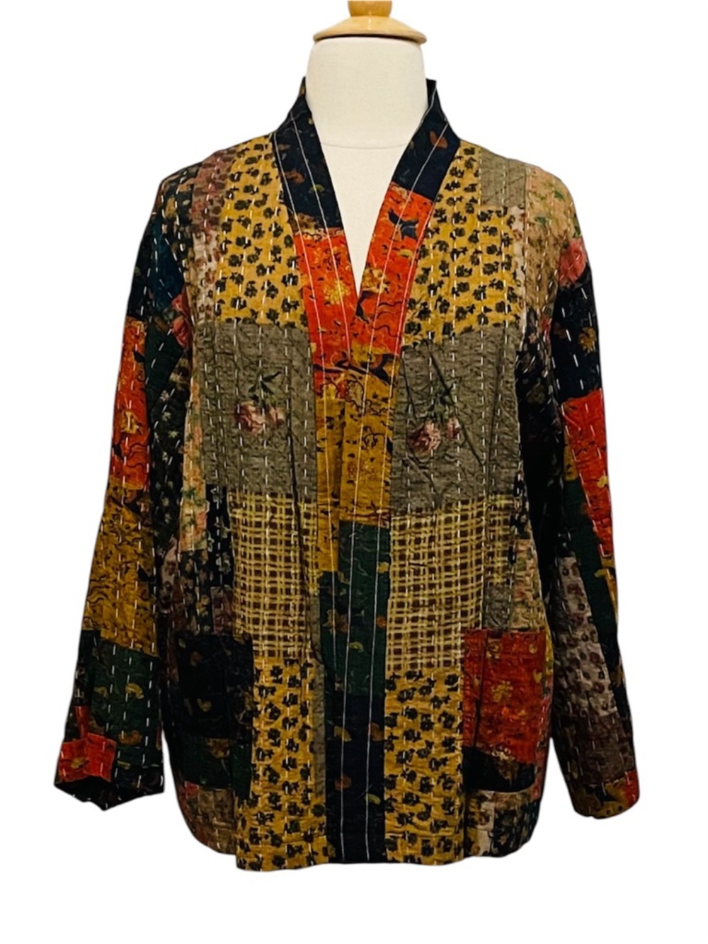 POL Multicolor Kantha Patchwork Jacket L